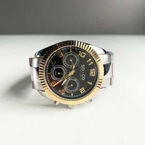 So & Co. New York Men's Chronograph Watch Stainless Steel & Gold Bezel